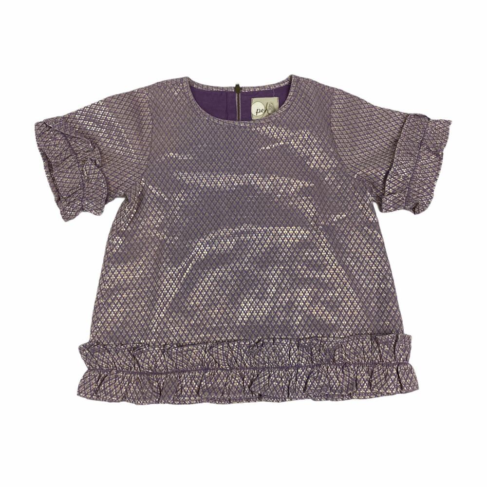Girls Peek Purple & Gold Metallic Sparkly Top